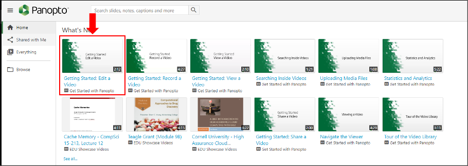 Video list view
