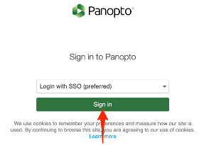 Panopto sign in screen