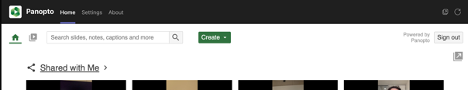 Panopto home screen in Teams