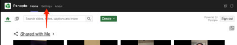 Settings option in Panopto app