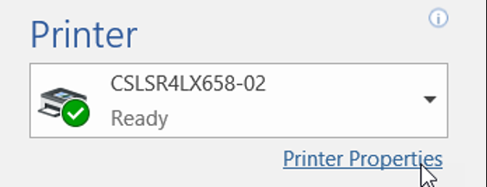 Printing Properties dialog
